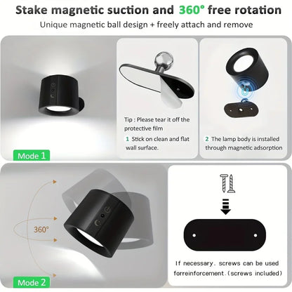 Lampe Murale LED Magnétique LumiAura™ – Sans Fil & Rotation 360°