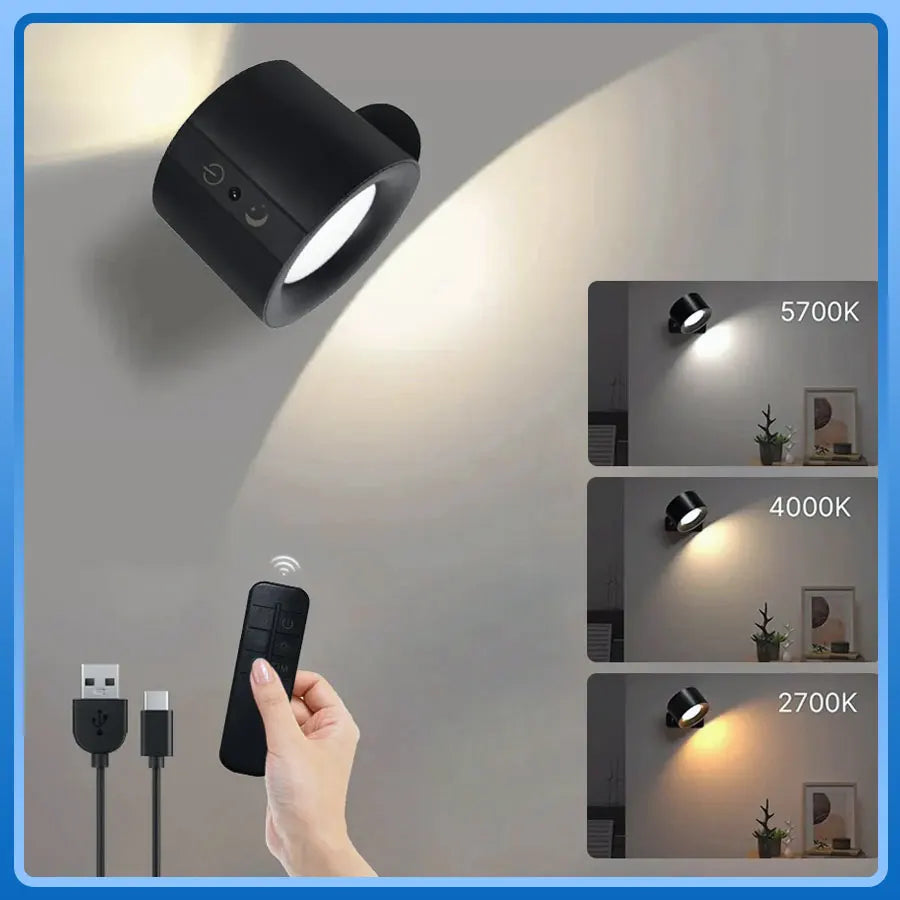 Lampe Murale LED Magnétique LumiAura™ – Sans Fil & Rotation 360°